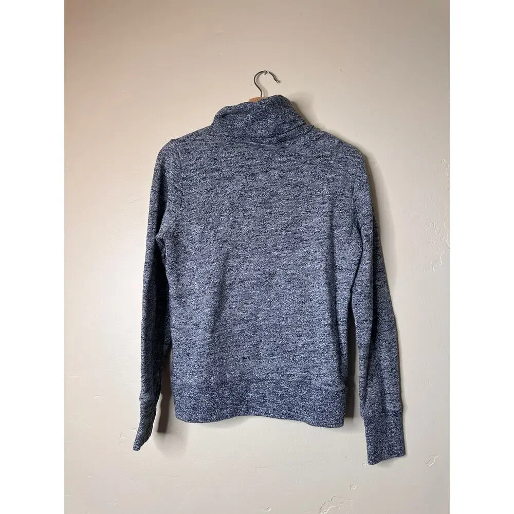 J.Crew Navy and White Cable Knit Oversized Turtleneck